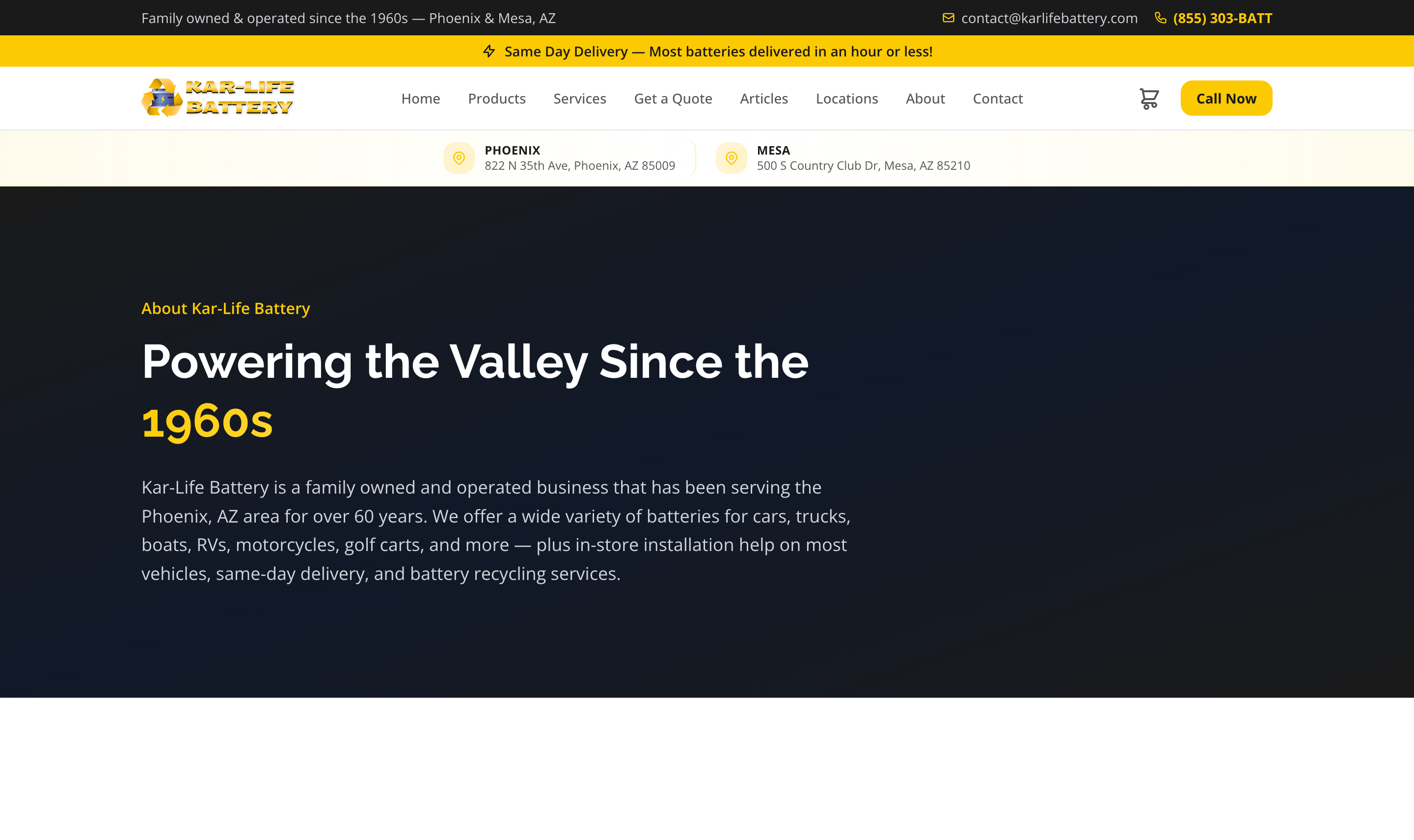 Kar-Life Battery about page