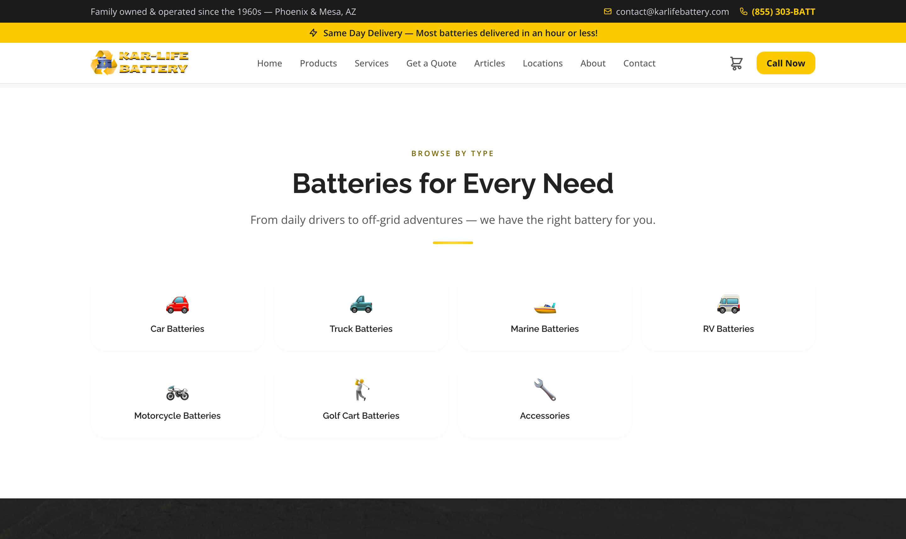 Kar-Life Battery product categories